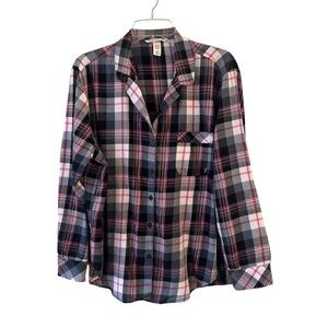 Signature Plaid Button-Up Shirt Pajama Shirt VS 💕